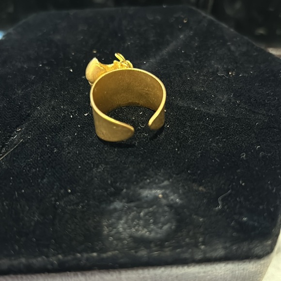 Rare Vintage Leslie Block Matte Gold Shoe Ring-Adjustable - Picture 4 of 4